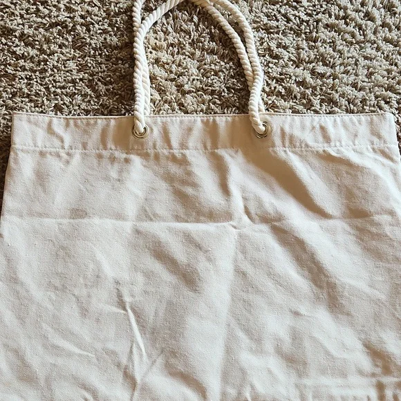 Beach Bag Pink and Cream Striped Tote Canvas Bag - Picture 2 of 8